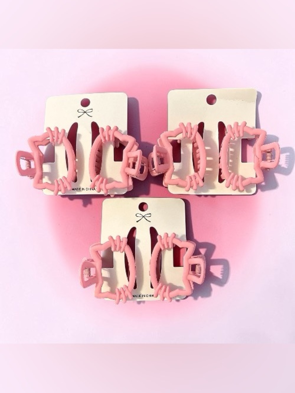 Pink Cat Claw Hair Clips Set – 6 Pieces (3 Sets)